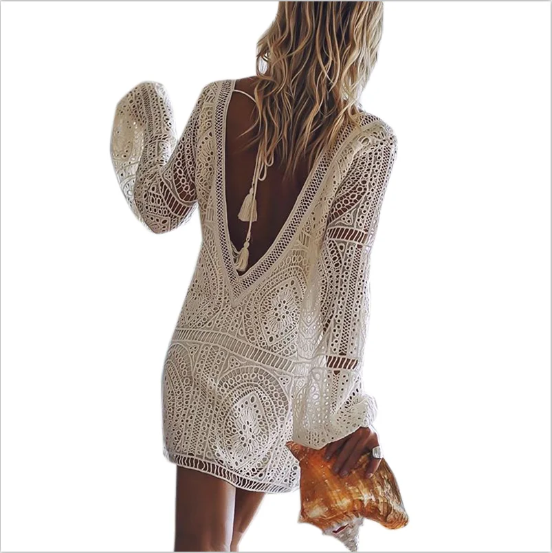 Women Vintage Elegant Lace Dress Sexy Long Sleeve Backless Dress Cascading Contrast Ruffles Floral Mini Hollow out Beach Dress
Women Vintage Elegant Lace Dress Sexy Long Sleeve Backless Dress Cascading Contrast Ruffles Floral Mini Hollow out Beach Dress