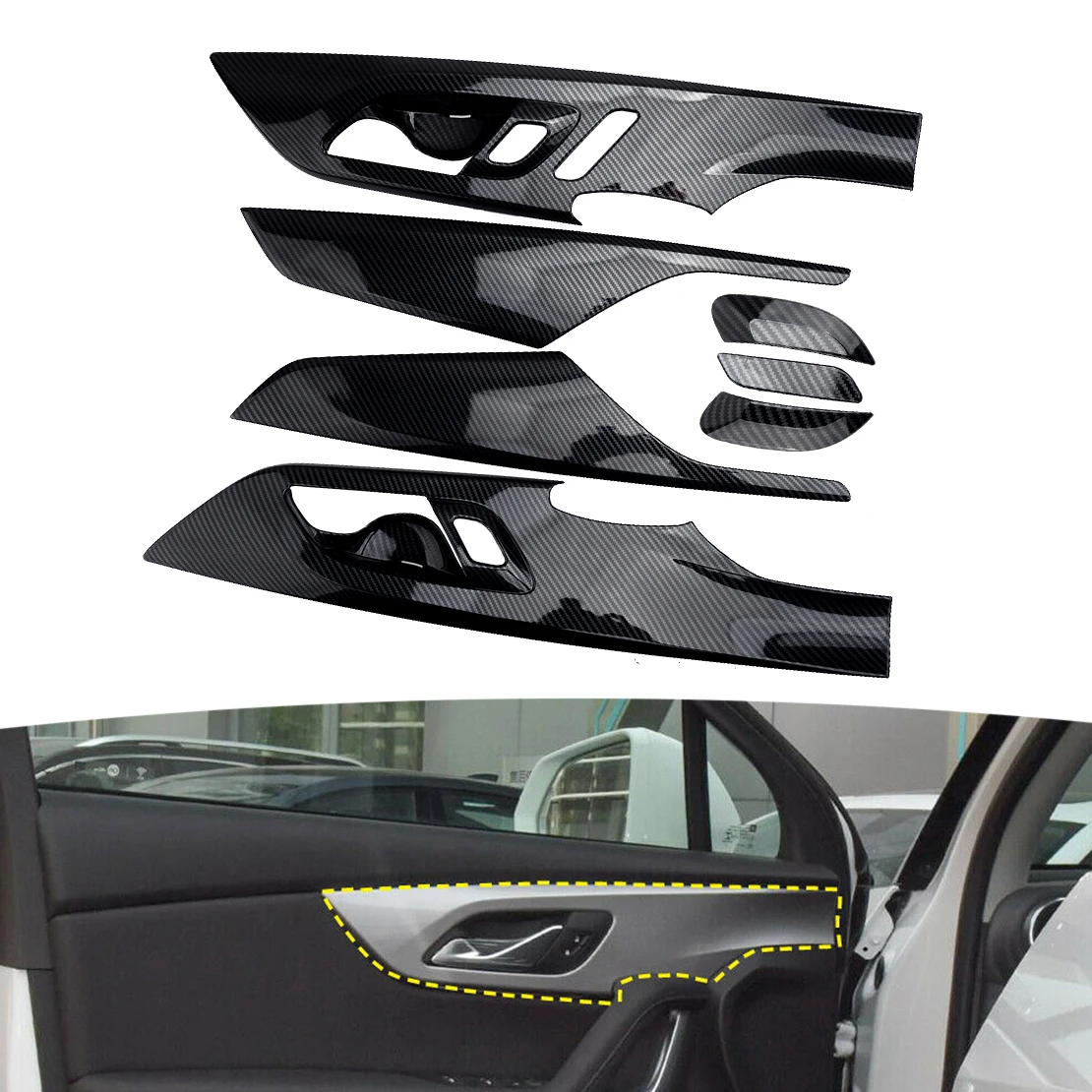 7pcs Interior Door Handle Bowl Cup Cover Trim Frame Carbon Fiber Style Black ABS Fit For Chevrolet Blazer 2019 2020 2021
7pcs Interior Door Handle Bowl Cup Cover Trim Frame Carbon Fiber Style Black ABS Fit For Chevrolet Blazer 2019 2020 2021
