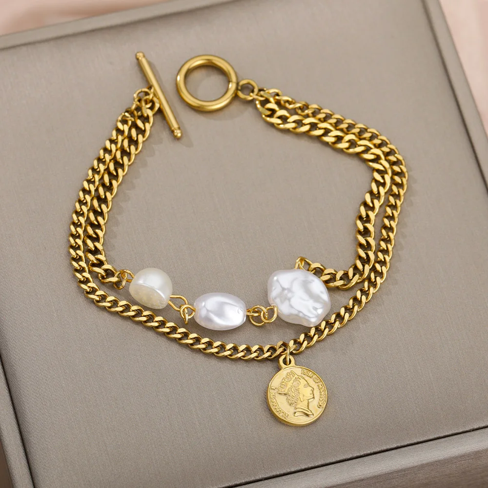 Imitation Pearls Multi-layer Queen Pendant Chain Bracelets For Women Color Punk Charm Portrait Chunky Bracelet Jewelry Gift
Imitation Pearls Multi-layer Queen Pendant Chain Bracelets For Women Color Punk Charm Portrait Chunky Bracelet Jewelry Gift
