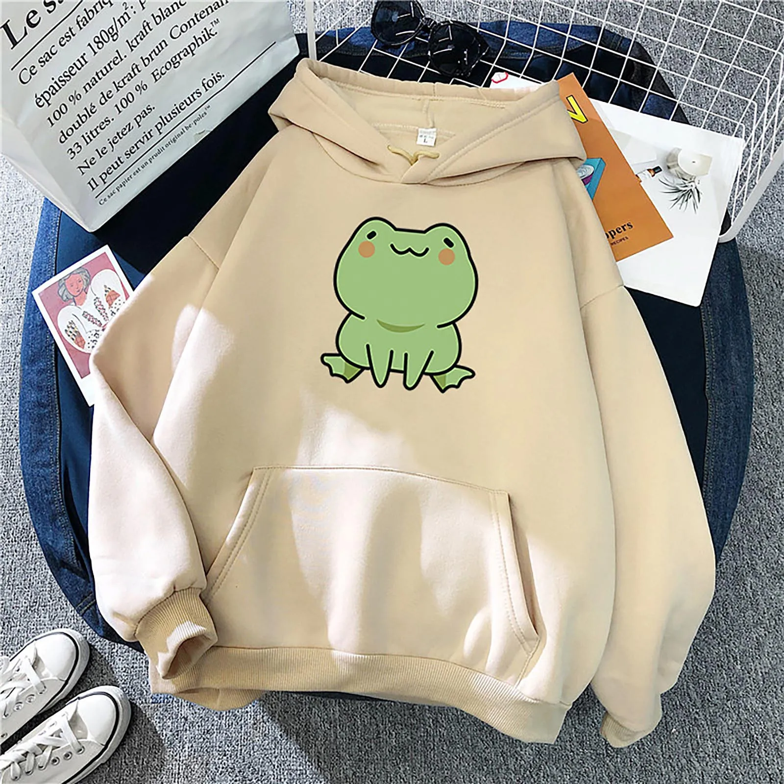 Women's Sweatshirts Long Sleeve Frog Print Hoodies Loosen Spring Autumn Pullovers Pockets Sweatshirts Hoodies Female
Women's Sweatshirts Long Sleeve Frog Print Hoodies Loosen Spring Autumn Pullovers Pockets Sweatshirts Hoodies Female