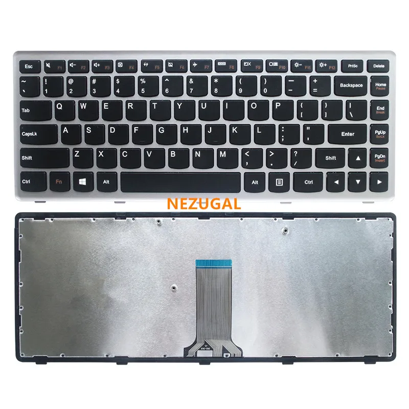 

Клавиатура для ноутбука Lenovo G400S, G405S, S410p, G400AS, G410s, Z410, g405s, FLEX14A, FLEX14g, Flex 14D, черная, Серебристая Рамка, США