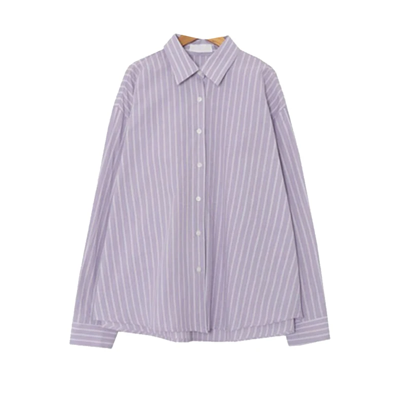 Korean Style 2021 Spring New Retro Sweet Lavender Purple Striped Loose All-Match Long-Sleeved Shirt Top for Women
Korean Style 2021 Spring New Retro Sweet Lavender Purple Striped Loose All-Match Long-Sleeved Shirt Top for Women