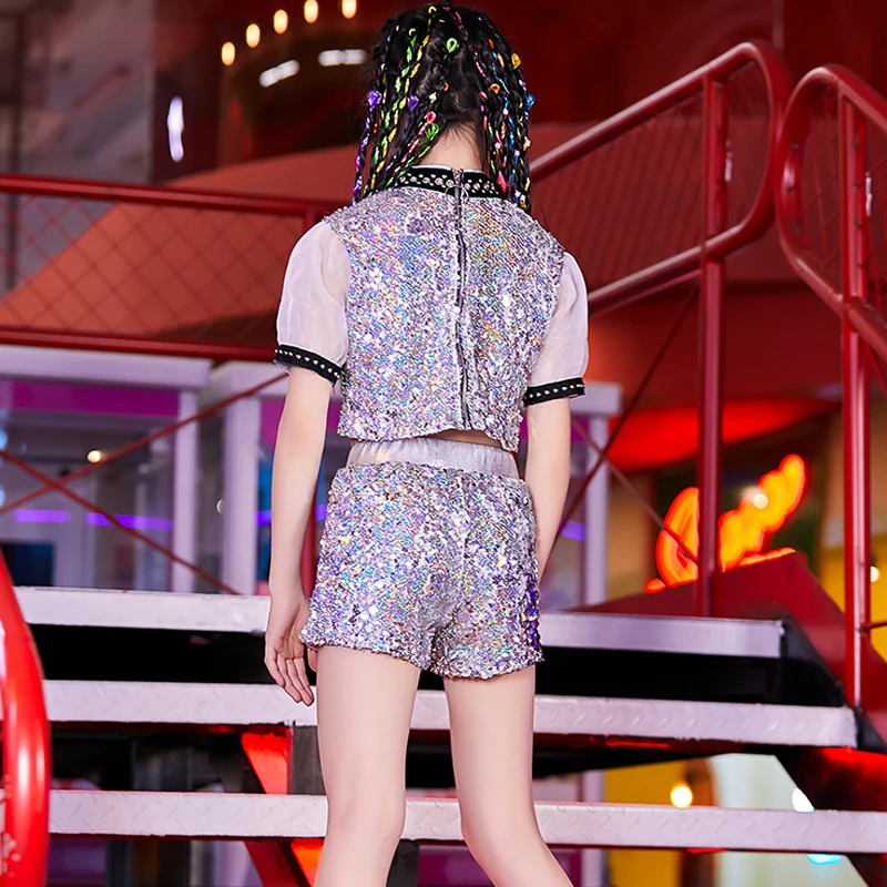 Shiny Hip Hop Costumes Kids Girls Jazz Sequin Set Short-Sleeved Top+Pant Summer Ballroom Dancing Clothes Stage Wear Rave BL4307
Shiny Hip Hop Costumes Kids Girls Jazz Sequin Set Short-Sleeved Top+Pant Summer Ballroom Dancing Clothes Stage Wear Rave BL4307