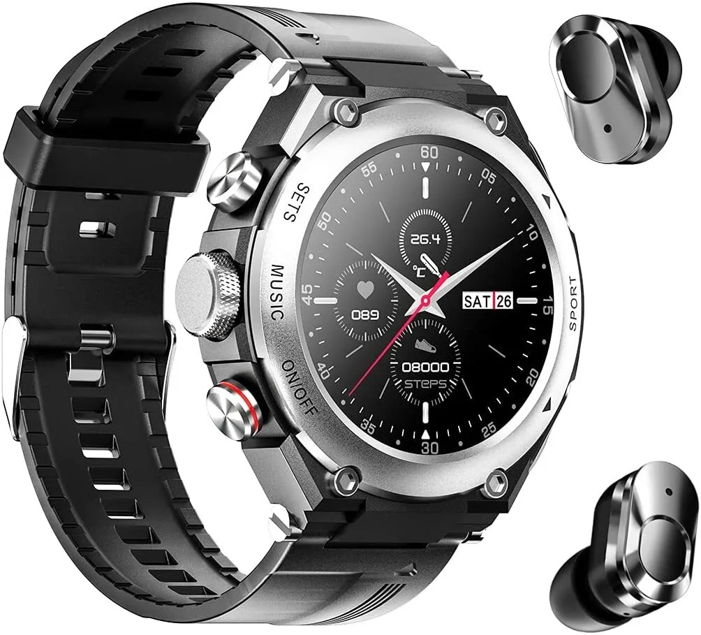 Smart Watch Built-in Bluetooth Earbuds Speaker,3 in 1 Round Fitness Tracker Watch,Speaker,Recording ,Calling, Body
Smart Watch Built-in Bluetooth Earbuds Speaker,3 in 1 Round Fitness Tracker Watch,Speaker,Recording ,Calling, Body