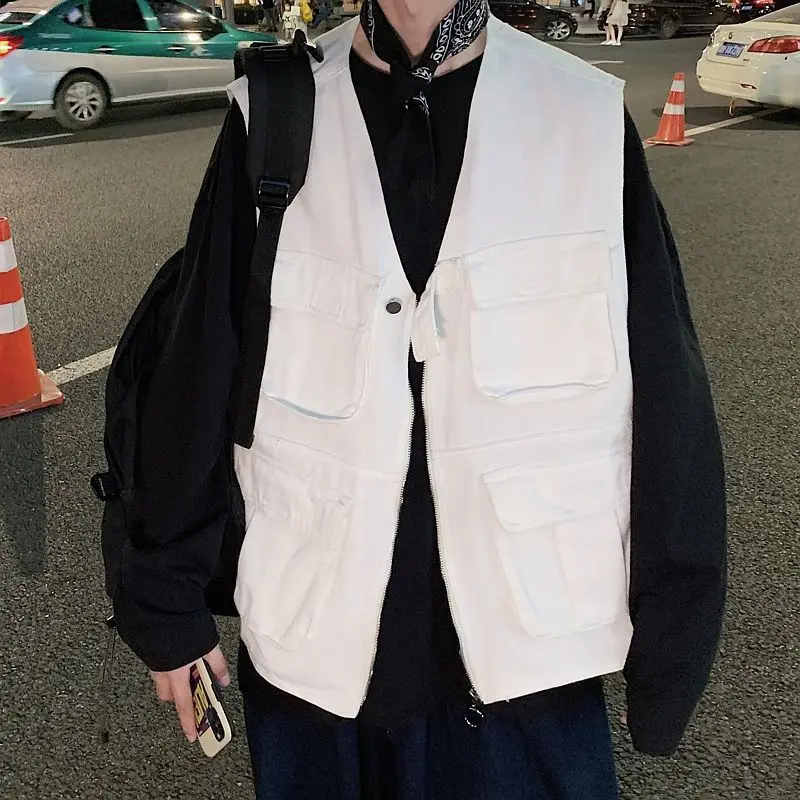 Autumn Zipper Denim Vest Men's Fashion Solid Color Multi-pocket Tooling Vest Men Streetwear Loose Hip-hop Vest Denim Jacket Mens
Autumn Zipper Denim Vest Men's Fashion Solid Color Multi-pocket Tooling Vest Men Streetwear Loose Hip-hop Vest Denim Jacket Mens