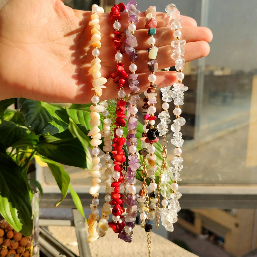 Multicolor Freeform Gravel Beads Necklace For Women Natural stone Irregular Beaded Necklaces Fashion Design Party Jewelry Gifts
Multicolor Freeform Gravel Beads Necklace For Women Natural stone Irregular Beaded Necklaces Fashion Design Party Jewelry Gifts
