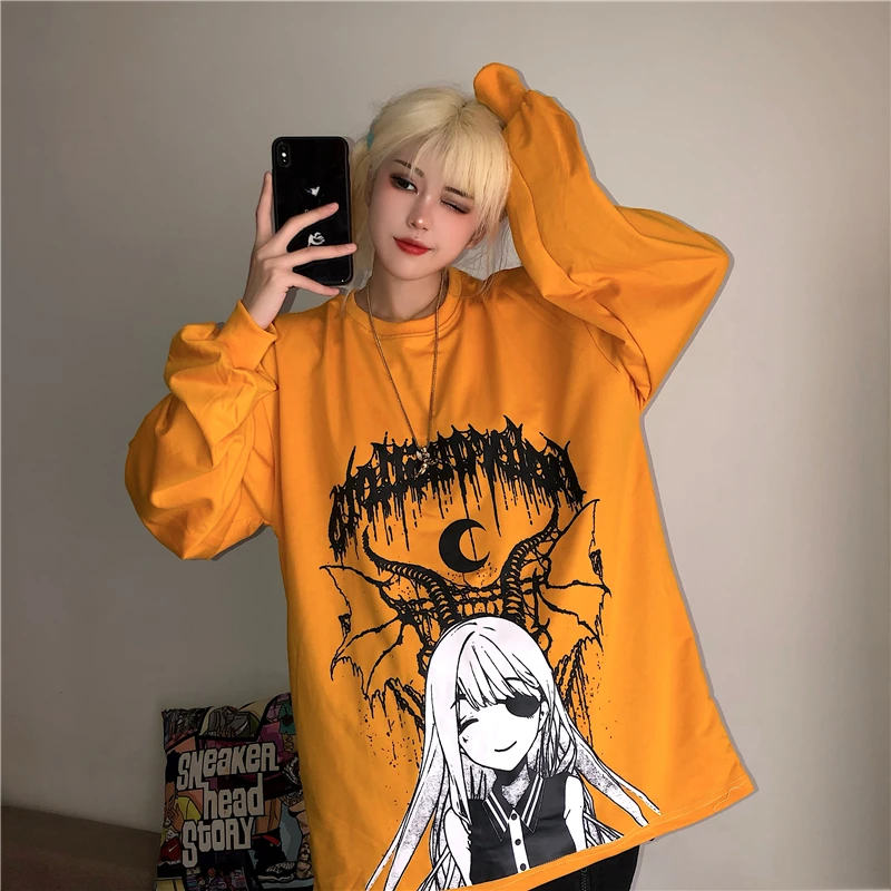 Autumn 2021 New Fashion Ins Harajuku Style Two-Dimensional Cartoon Printed Long-Sleeved T-shirt Female Student Couples Sweater
Autumn 2021 New Fashion Ins Harajuku Style Two-Dimensional Cartoon Printed Long-Sleeved T-shirt Female Student Couples Sweater
