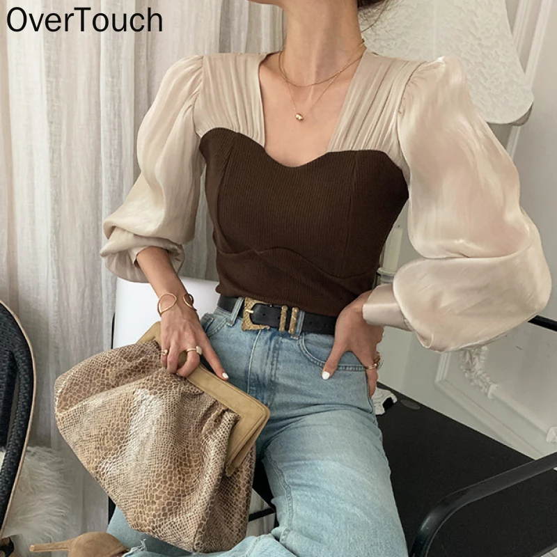 Женские винтажные рубашки Overtouch в стиле пэчворк, Осень-зима 2021, повседневные блузки, женские свободные топы с пышными рукавами, блузки
Женские винтажные рубашки Overtouch в стиле пэчворк, Осень-зима 2021, повседневные блузки, женские свободные топы с пышными рукавами, блузки