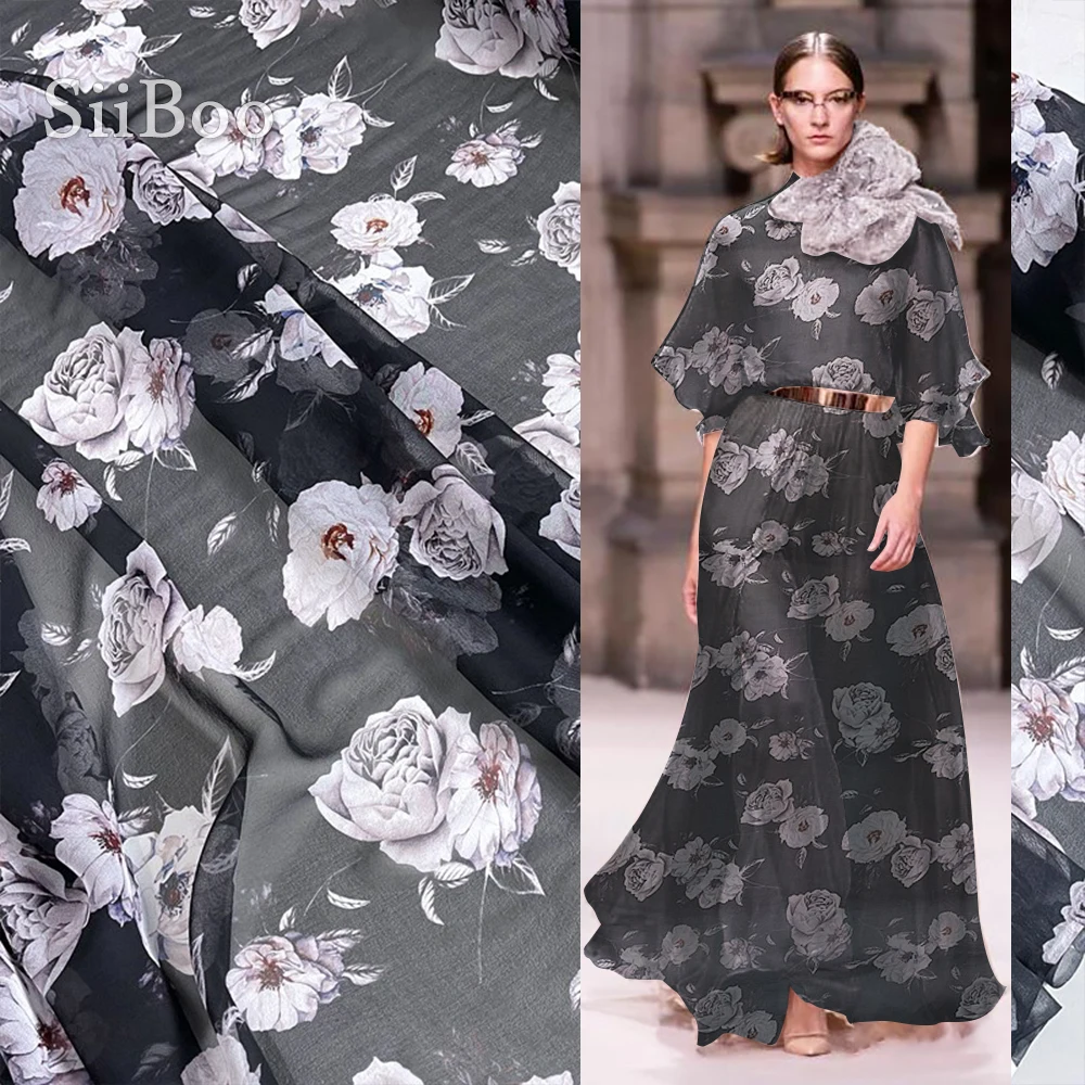 Siiboo 100% natural silk georgette fabric wide width 135cm rose printed Tela de seda for women dress shirt sp6459
Siiboo 100% natural silk georgette fabric wide width 135cm rose printed Tela de seda for women dress shirt sp6459