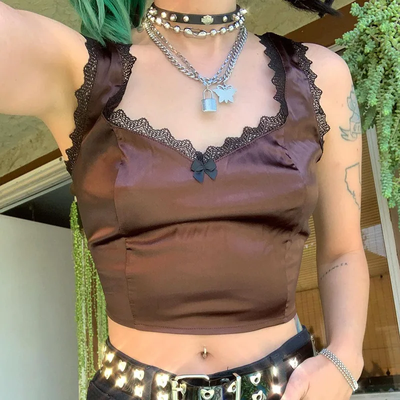 Y2K Satin Cute Bow Lace Trim Tank Top Sexy V-neck Sleeveless Cropped 90s Aesthetics Sweet Girl Milkmaid Vest Clothes Streetwear
Y2K Satin Cute Bow Lace Trim Tank Top Sexy V-neck Sleeveless Cropped 90s Aesthetics Sweet Girl Milkmaid Vest Clothes Streetwear