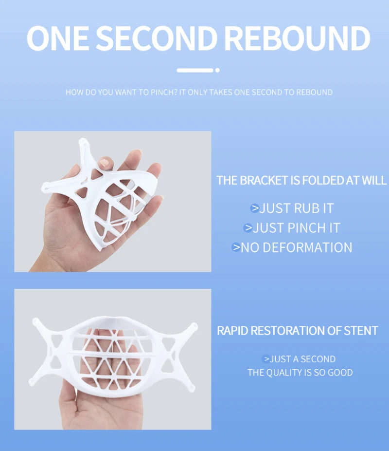 3D Mouth Mask Support Reusable Breathing Assist Help Mask Inner Cushion Bracket Silicone Mask Holder Breathable Valve Mask Filte
3D Mouth Mask Support Reusable Breathing Assist Help Mask Inner Cushion Bracket Silicone Mask Holder Breathable Valve Mask Filte