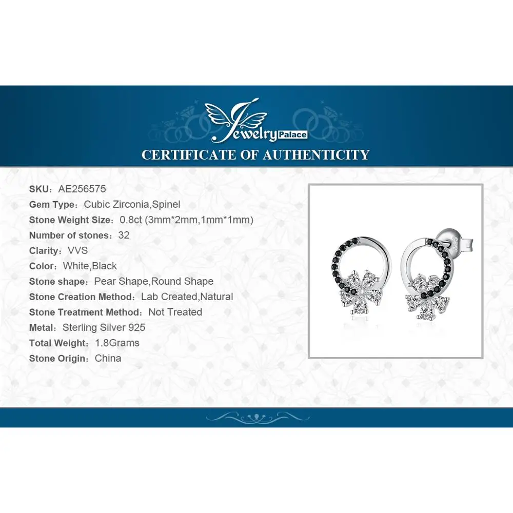 JewelryPalace 2.5ct Cubic Zirconia Flower Genuine Black Spinel Stud Earrings 925 Sterling Silver Earrings Women Jewelry
JewelryPalace 2.5ct Cubic Zirconia Flower Genuine Black Spinel Stud Earrings 925 Sterling Silver Earrings Women Jewelry