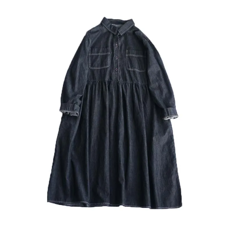 Retro Design Denim Dress Loose Commuter Japanese Autumn Winter Short Dress Women
Retro Design Denim Dress Loose Commuter Japanese Autumn Winter Short Dress Women
