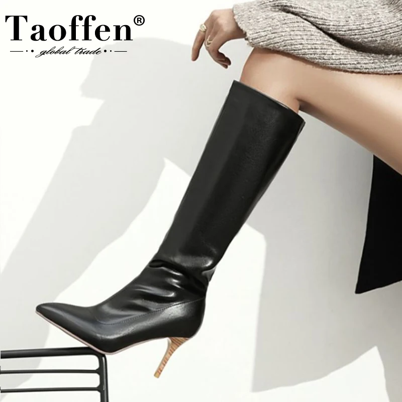 Taoffen Size 34-43 Women Knee Boots Pointed Toe Thin High Heel Slip On Shoes Warm Winter Boots Women Fashion Party Footwear
Taoffen Size 34-43 Women Knee Boots Pointed Toe Thin High Heel Slip On Shoes Warm Winter Boots Women Fashion Party Footwear