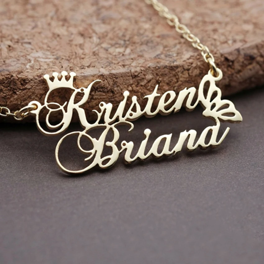 Personalized Princess Crown Double Name Necklace Butterfly Pendants For Lovers Women Men Stainless Steel Custom Jewelry
Personalized Princess Crown Double Name Necklace Butterfly Pendants For Lovers Women Men Stainless Steel Custom Jewelry