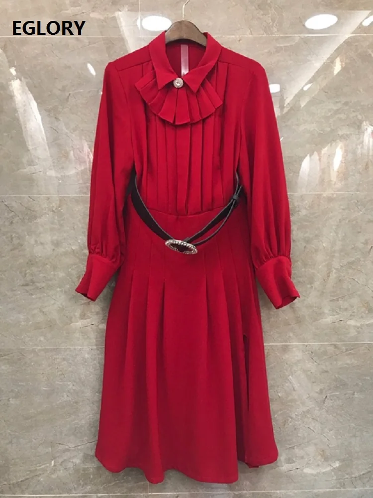 Elegant Work Dress 2020 Spring Runway Style Women Ruffle Deco Collar Beading Ring Belt Long Sleeve Mid-Calf Red Black Dress OL
Elegant Work Dress 2020 Spring Runway Style Women Ruffle Deco Collar Beading Ring Belt Long Sleeve Mid-Calf Red Black Dress OL