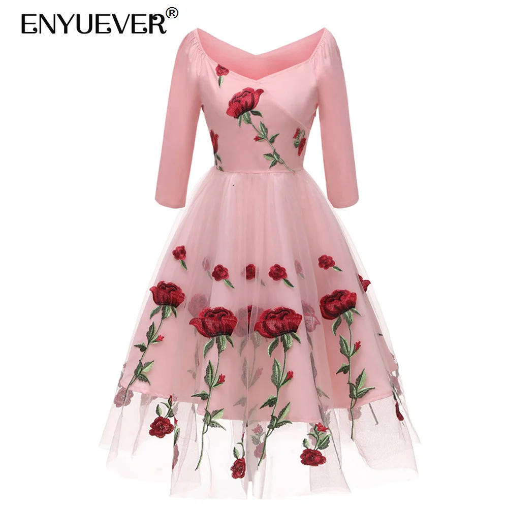 Enyuever Elegant Party Dresses For New Year 2021 Rose Floral V Neck Mesh Sleeve Embroidered Dress Runway Women Clothes Vestidos
Enyuever Elegant Party Dresses For New Year 2021 Rose Floral V Neck Mesh Sleeve Embroidered Dress Runway Women Clothes Vestidos