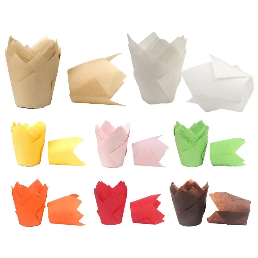 50Pcs Tulip Flower Shape Muffin Cup Heat Resistant Disposable Bread Baking Paper Holiday Party DIY Cupcake Liner Kitchen Tools 
50Pcs Tulip Flower Shape Muffin Cup Heat Resistant Disposable Bread Baking Paper Holiday Party DIY Cupcake Liner Kitchen Tools