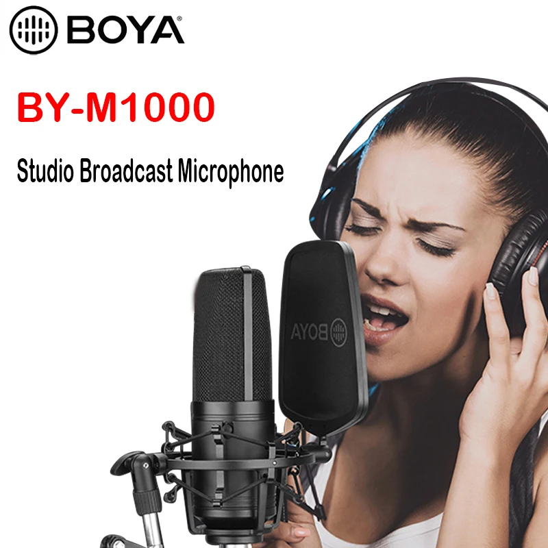 Микрофон BOYA BY-M1000 с большой мембраной кардиоидный конденсатор низким вырезом
