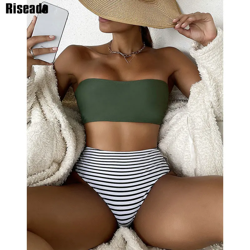 Riseado, комплект бикини с высокой талией, сексуальный женский купальник-бандо, 2021, раздельные купальники в полоску, женский купальник на шнуро...
Riseado, комплект бикини с высокой талией, сексуальный женский купальник-бандо, 2021, раздельные купальники в полоску, женский купальник на шнуро...
