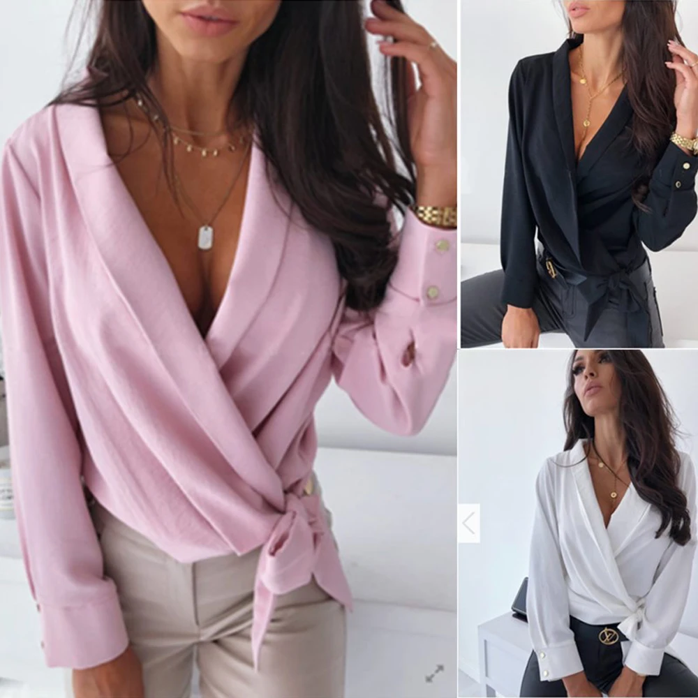 Women Sexy Slim Fit Long Sleeve V-neck Blouse Shirt Top Ladies Solid Color Stitching Plain Tops Shirts Clothes New Dropshipping
Women Sexy Slim Fit Long Sleeve V-neck Blouse Shirt Top Ladies Solid Color Stitching Plain Tops Shirts Clothes New Dropshipping