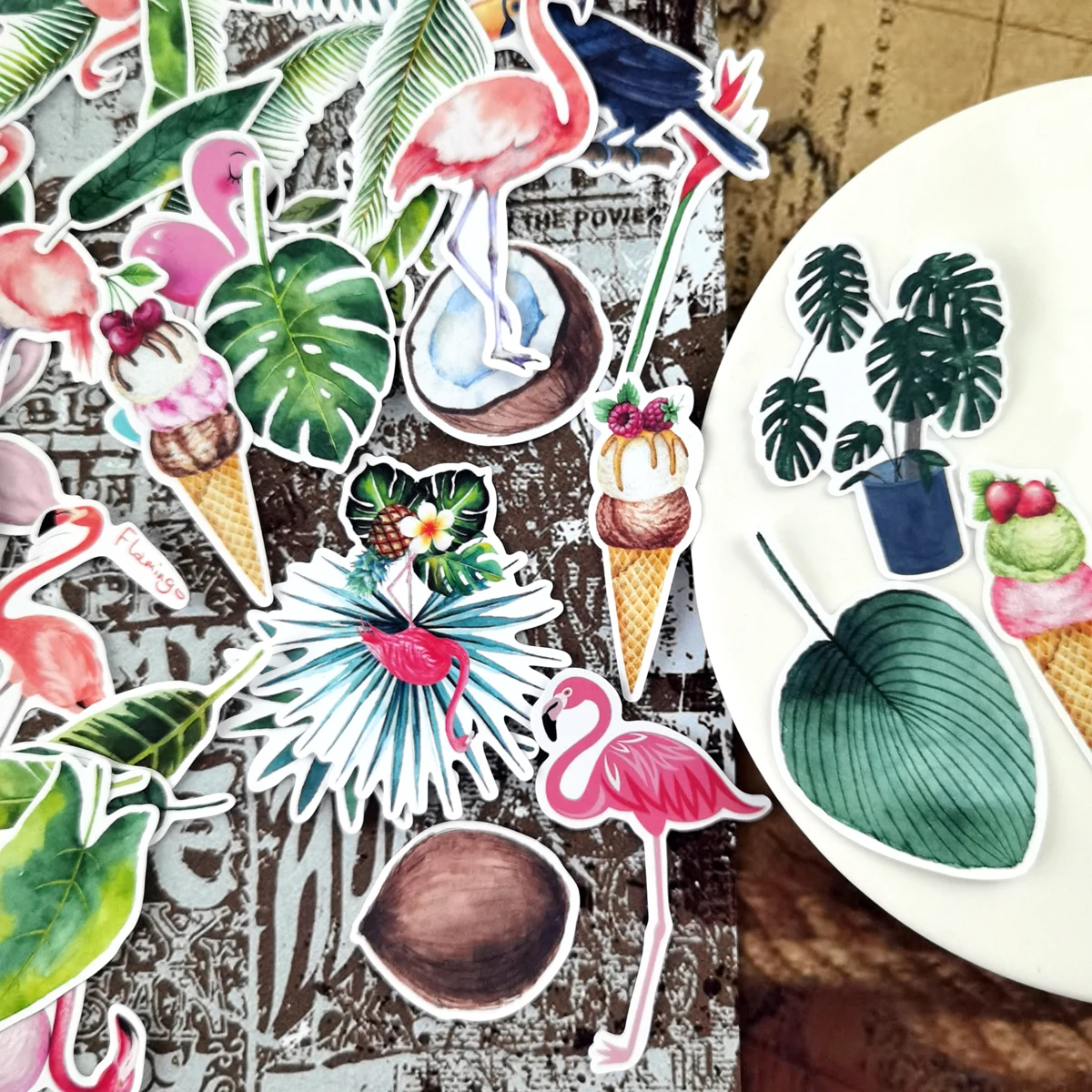 35 шт. Kawaii Ins пламенный стикеры тропические растения DIY подарок посылка украшения