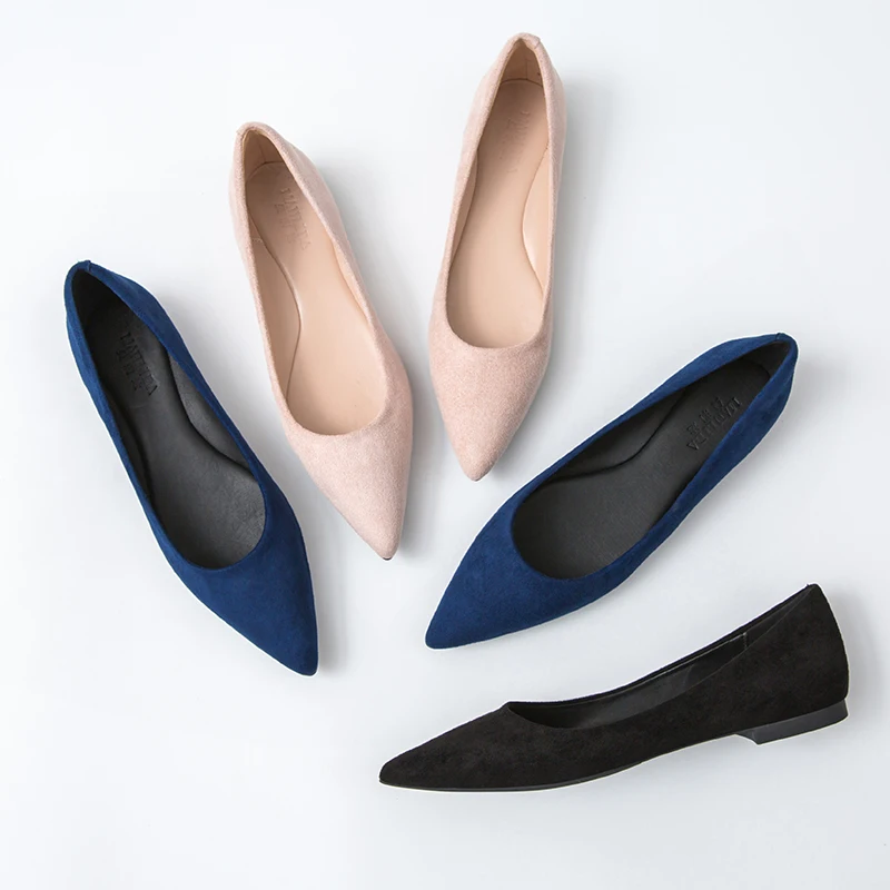 

Women Flats Pink Flat Heel Shoes Summer Spring Pointed Toe Indigo Basic Style Suede Leather Loafers Red Shoe Small Size 31 32 33