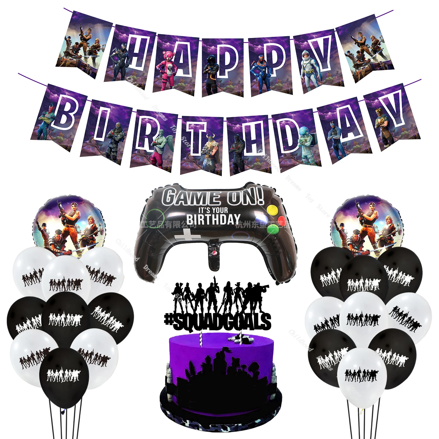 25pcs/set Fornite Birthday Party Decoration Set Purple Birthday Pull Flag Handle Aluminum Film Balloon Cake Insert Flag Decor
25pcs/set Fornite Birthday Party Decoration Set Purple Birthday Pull Flag Handle Aluminum Film Balloon Cake Insert Flag Decor