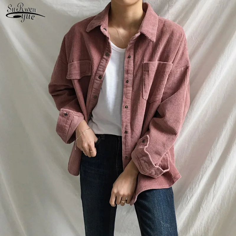 Casual Loose All-match Boyfriend Style Woman Shirts Vintage Corduroy Shirt Women Asymmetrical Pockets Korean Blouse Femme 11537
Casual Loose All-match Boyfriend Style Woman Shirts Vintage Corduroy Shirt Women Asymmetrical Pockets Korean Blouse Femme 11537
