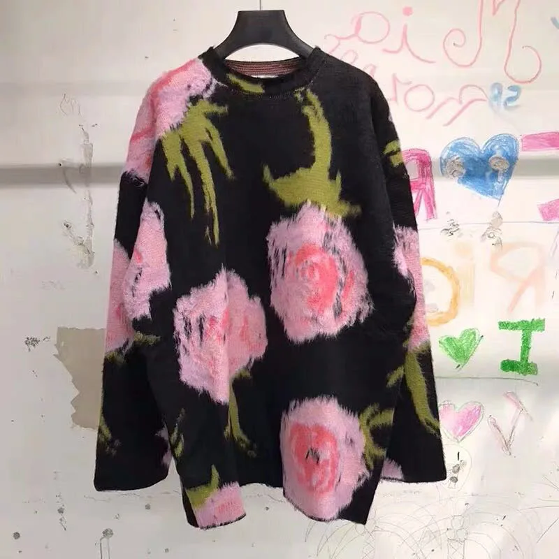 Pullover Jumper Top Autumn Winter Clothes Femme Sweater Pink Flower High Quality Loose Casual Full Sleeve Knitted
Pullover Jumper Top Autumn Winter Clothes Femme Sweater Pink Flower High Quality Loose Casual Full Sleeve Knitted