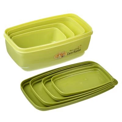 Set of containers with lids 4pcs rectangular (530 ml 380ml 230ml 130ml) plastic &quotZaychata" Kitchen supplies Lunch Box Tableware Dining Bar