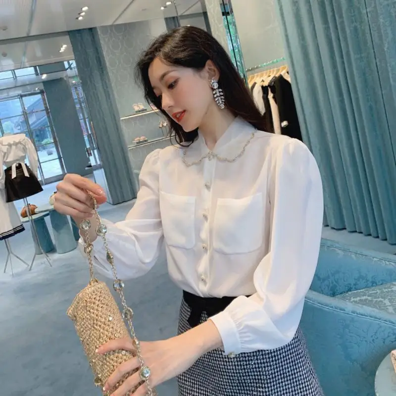 Sweet Doll Collar Long Sleeve Summer White Puff Sleeve Blouses Chiffon Women New Shirt Female Elegant Design Top Vestido
Sweet Doll Collar Long Sleeve Summer White Puff Sleeve Blouses Chiffon Women New Shirt Female Elegant Design Top Vestido