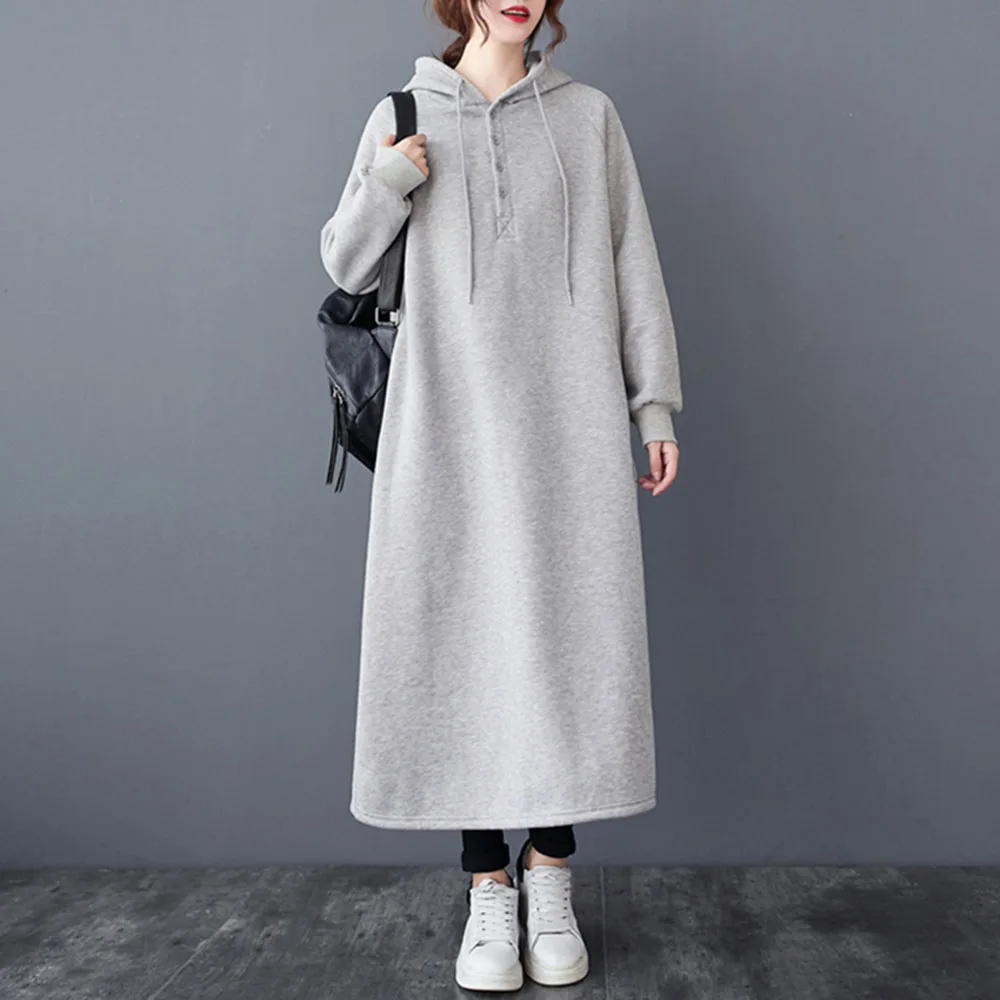 2021 Minimalism Women Long Dress Fashion Casual Long Sleeve Solid Color Pullover Hooded Collar Autumn Winter Thick Cotton Dress
2021 Minimalism Women Long Dress Fashion Casual Long Sleeve Solid Color Pullover Hooded Collar Autumn Winter Thick Cotton Dress