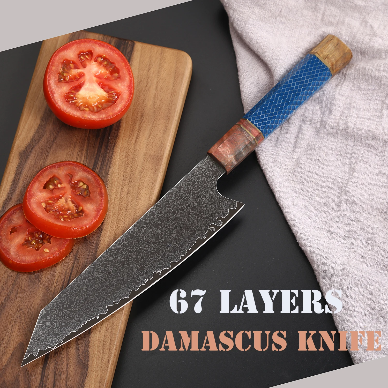 TOLIMER Damascus Santoku Knife Stable Wood and Honeycomb Aluminum Handle Japanese Kitchen Gyuto Knives Steak Fruit Cooking Tools
TOLIMER Damascus Santoku Knife Stable Wood and Honeycomb Aluminum Handle Japanese Kitchen Gyuto Knives Steak Fruit Cooking Tools
