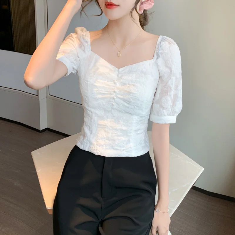 Square Neck Chiffon T-Shirt Women Button T Shirt Femme Sexy Perspective Tshirt Harajuku Print Tees Slim White Tops Summer 2021
Square Neck Chiffon T-Shirt Women Button T Shirt Femme Sexy Perspective Tshirt Harajuku Print Tees Slim White Tops Summer 2021