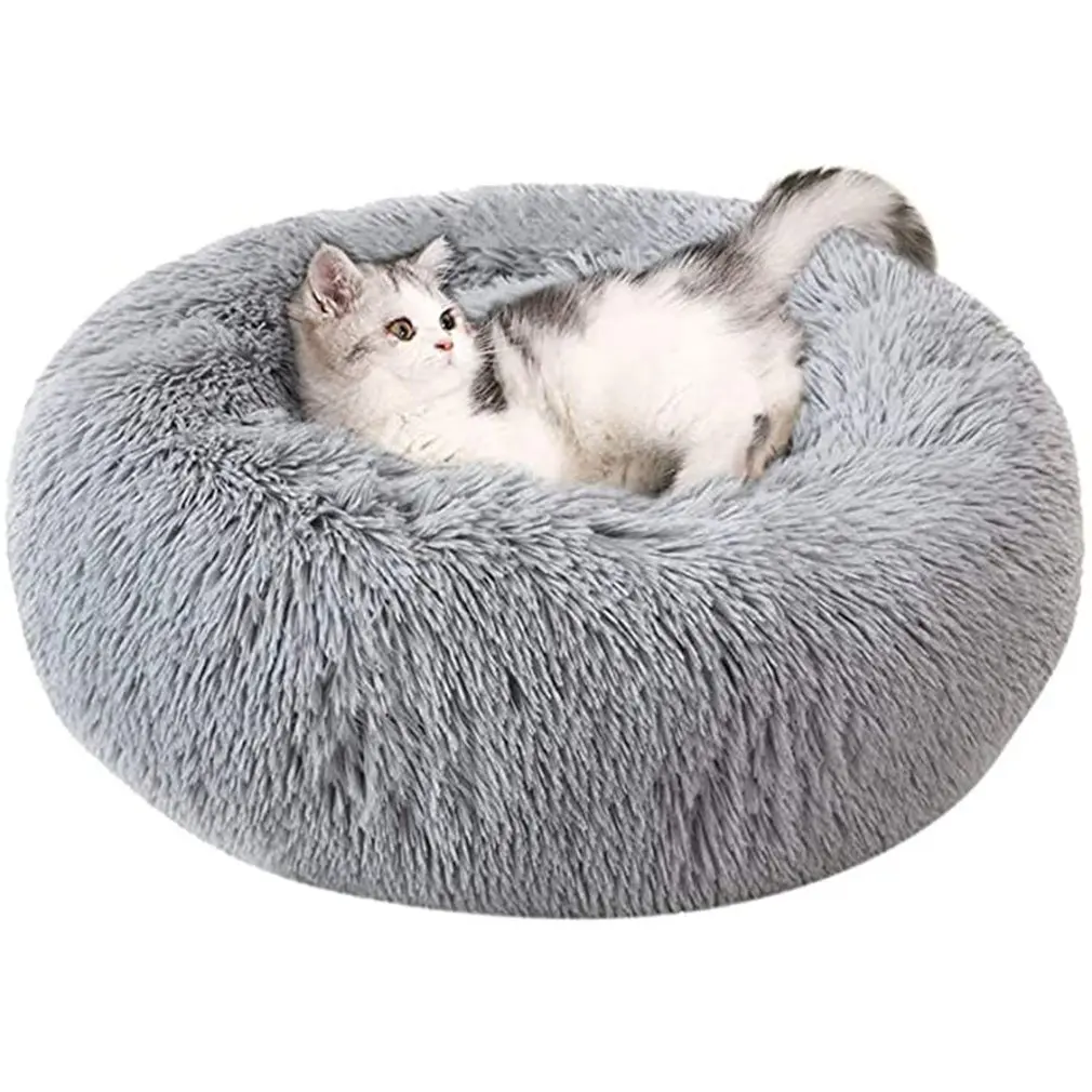 

Супермягкая кровать для питомца 100/120 см, Конура, собака, круглая кошка, зимний теплый спальный мешок, длинная плюшевая подушка для щенка, ков...