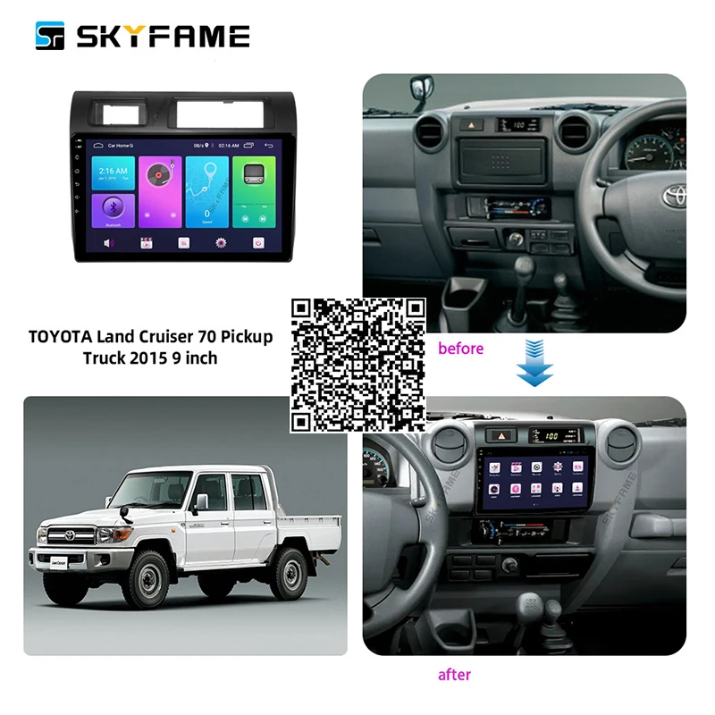 SKYFAME 4+64G Car Radio Stereo For Toyota Land Cruiser 70 Pickup Truck 2015 Android Multimedia System GPS Navigation DVD Player
SKYFAME 4+64G Car Radio Stereo For Toyota Land Cruiser 70 Pickup Truck 2015 Android Multimedia System GPS Navigation DVD Player