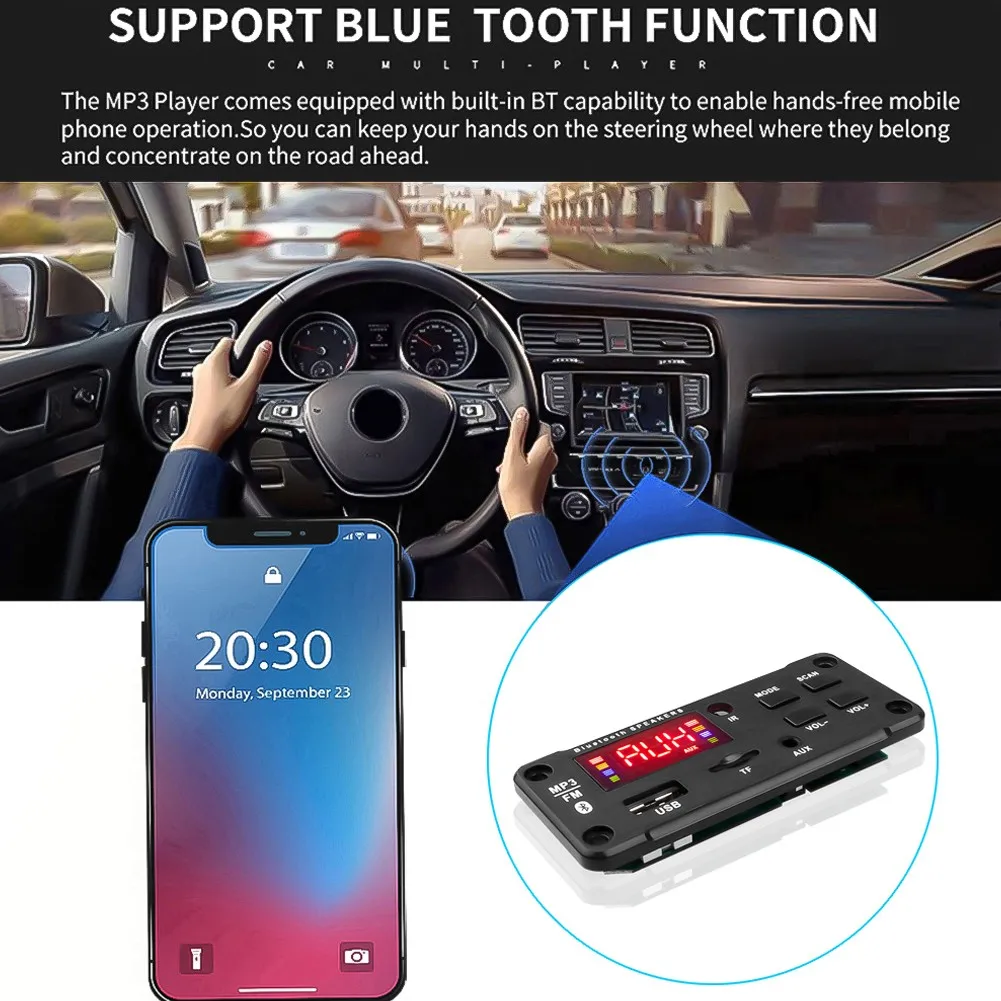 MP3 Player Decoder Hands-free Board 5V 12V Bluetooth 5.0 Car FM Radio Mode Black Car Accessories MP3 WMA WAV Decoder Board
MP3 Player Decoder Hands-free Board 5V 12V Bluetooth 5.0 Car FM Radio Mode Black Car Accessories MP3 WMA WAV Decoder Board