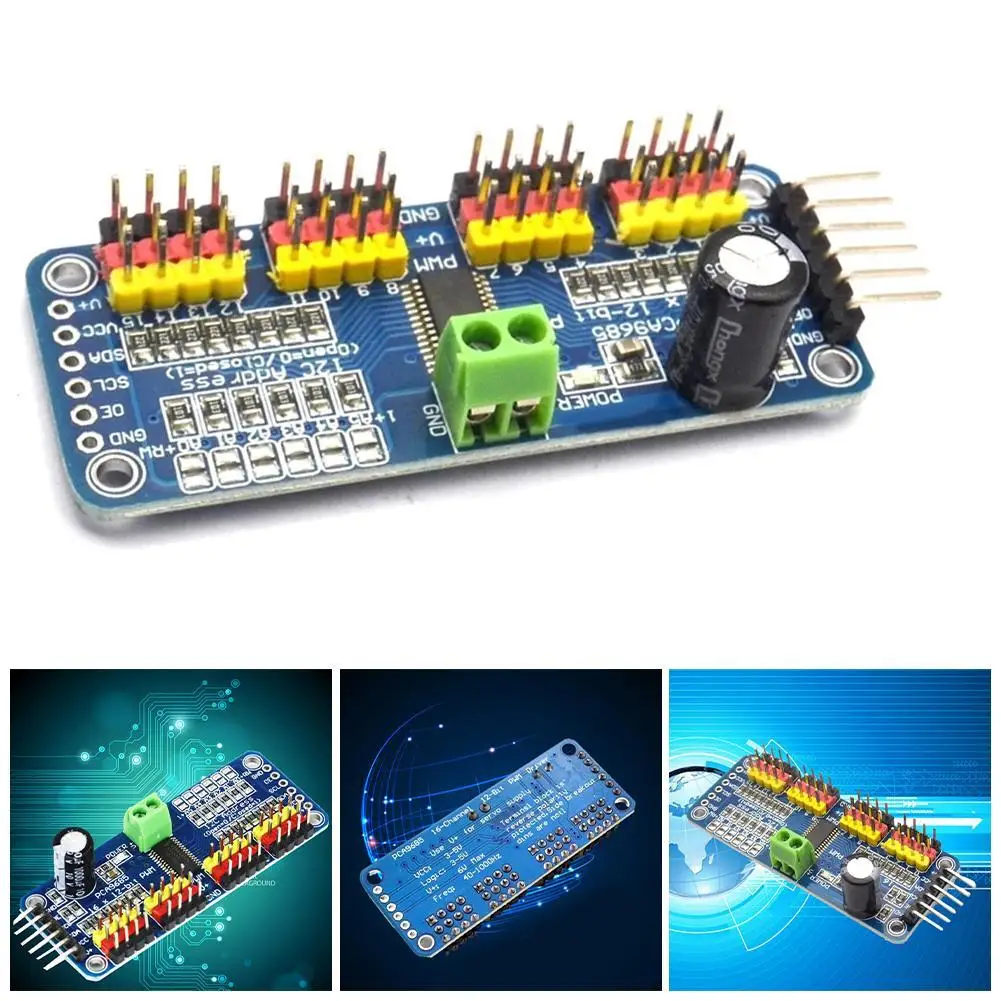 I2C Robot Module 6-channel 12-bit PWM Motor Driver Interface Controller For PWM/ For Servo/Servo Drive IIC Robot Board A8Z6
I2C Robot Module 6-channel 12-bit PWM Motor Driver Interface Controller For PWM/ For Servo/Servo Drive IIC Robot Board A8Z6