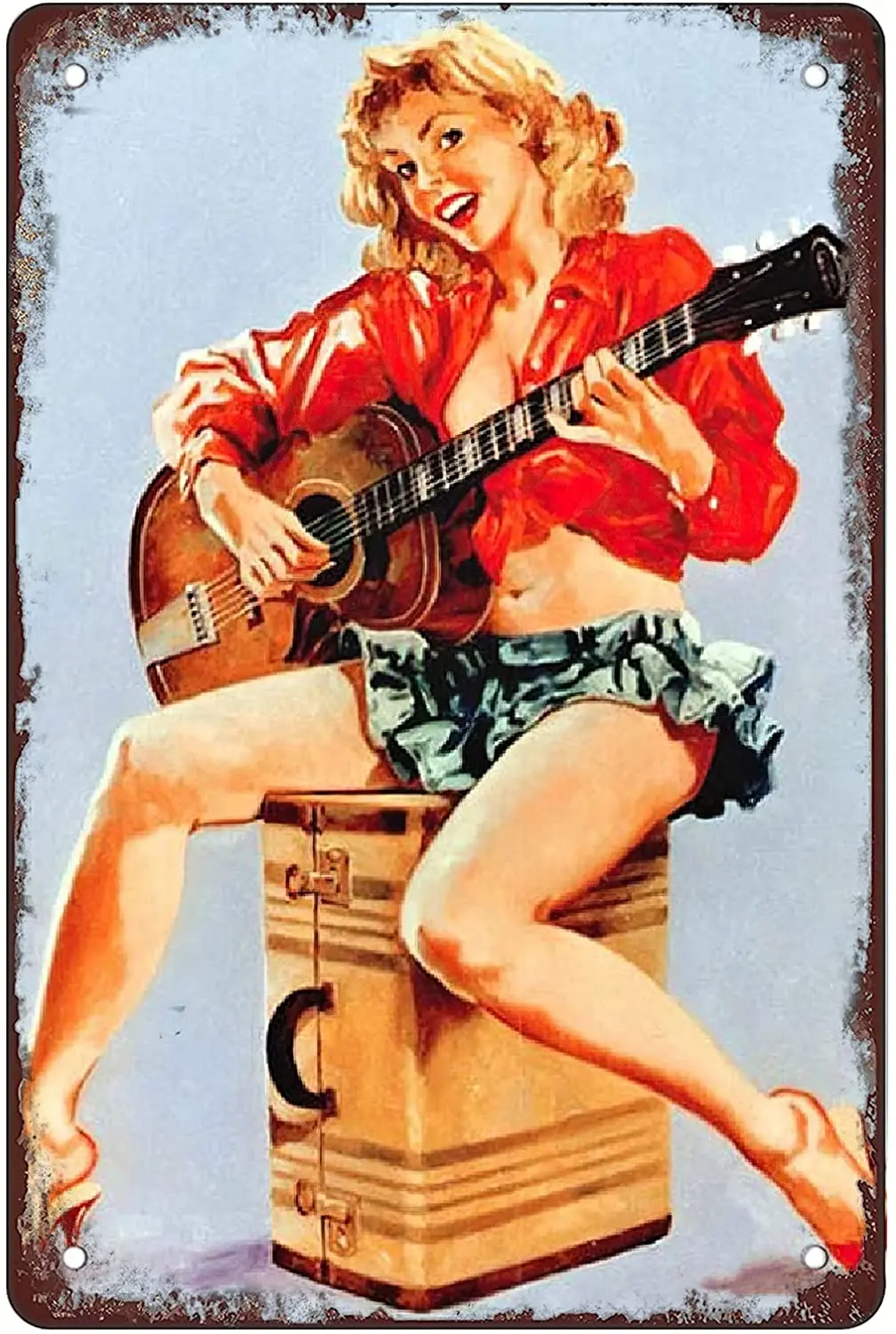 Rosefinch Stone Retro Funny Metal Sign Sheet Signs Tin Sign,Pinup Girl Playing Guitar Wall Decoration, Size:8 x 12
Rosefinch Stone Retro Funny Metal Sign Sheet Signs Tin Sign,Pinup Girl Playing Guitar Wall Decoration, Size:8 x 12