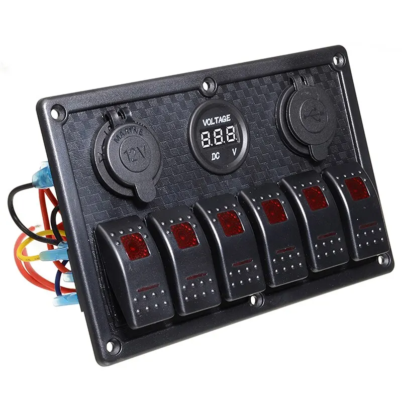 6 Gang Waterproof Car Truck Boat Car Switch Panel 12V 24V Red LED Circuit Breakers Overload Protect Rocker Switch Control Panel
6 Gang Waterproof Car Truck Boat Car Switch Panel 12V 24V Red LED Circuit Breakers Overload Protect Rocker Switch Control Panel