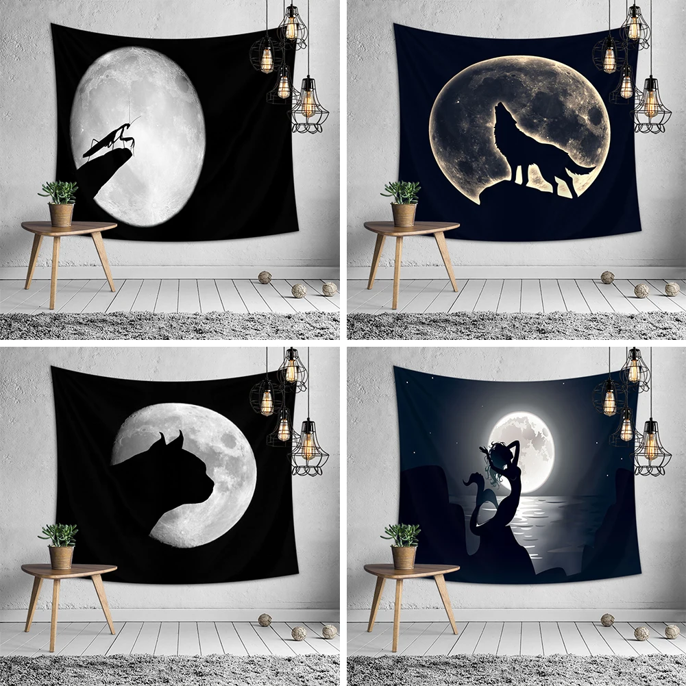 

Animal Moonlight Wolf Tapestry Living Room Decoration Bedroom Wall Hanging Decoration Dormitory Background Wall Tapestry