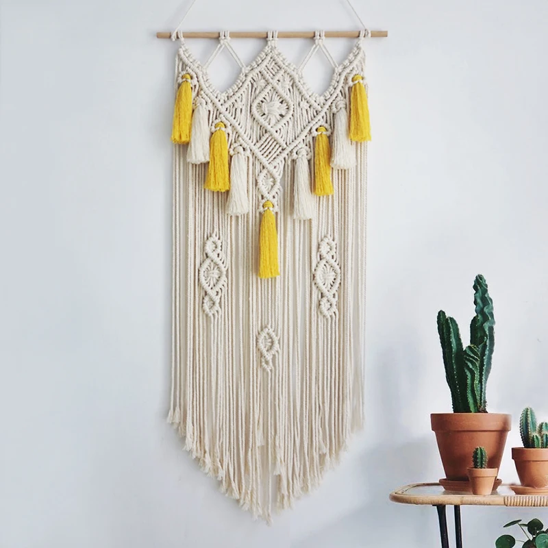 Macrame Wall Hanging Geometric Wall Art Decor Woven Tapestry Bohemian Home Decoration 90cmx45cm Beige and Yellow Large Size
Macrame Wall Hanging Geometric Wall Art Decor Woven Tapestry Bohemian Home Decoration 90cmx45cm Beige and Yellow Large Size
