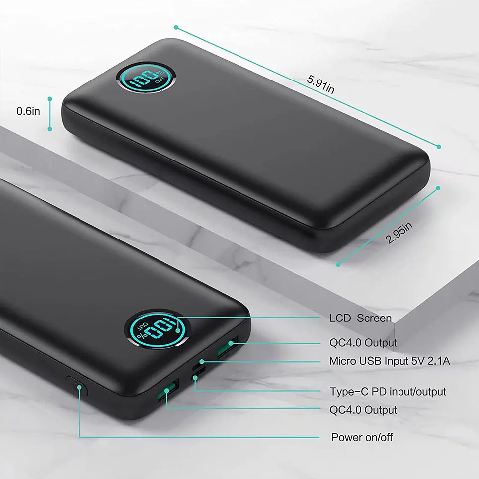 2021 Portable charger power bank 30,800mAh LCD display power bank, 25W PD fast charging + QC 4.0 fast charging
2021 Portable charger power bank 30,800mAh LCD display power bank, 25W PD fast charging + QC 4.0 fast charging