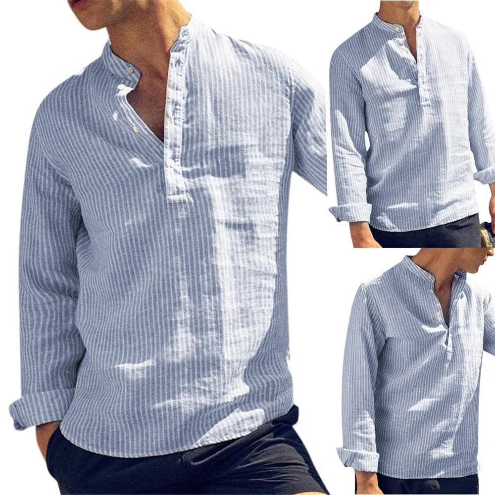 Men Long Sleeve Vintage Striped T-Shirt Henley Tops Casual Loose Fit Tee Blouse For Men 2021 Summer Casual Tee Fashion Clothing
Men Long Sleeve Vintage Striped T-Shirt Henley Tops Casual Loose Fit Tee Blouse For Men 2021 Summer Casual Tee Fashion Clothing
