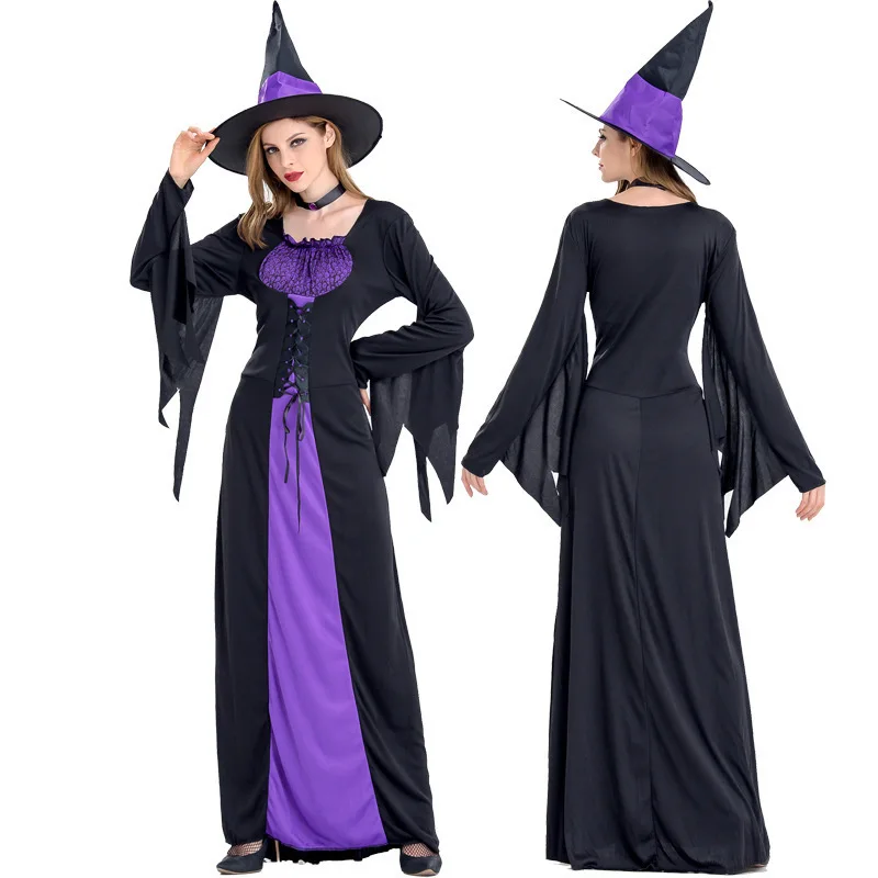 3Pcs Women Halloween Costume Witch Design Adult Role Playing Sexy Witch Suit Dress with Pointed Hat and Neck Ring Mujer 2021
3Pcs Women Halloween Costume Witch Design Adult Role Playing Sexy Witch Suit Dress with Pointed Hat and Neck Ring Mujer 2021