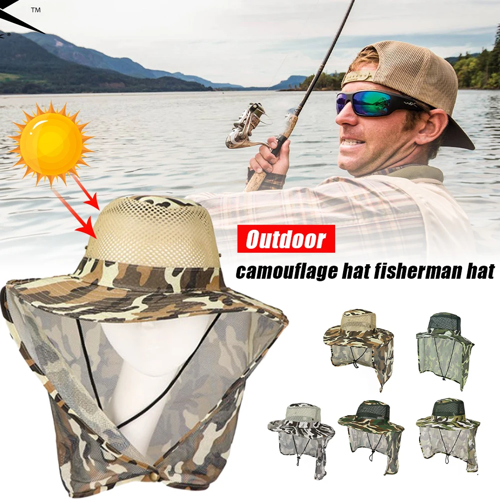 Outdoor Fishing Hat Wide Brim Man Breathable Mesh Fishing Cap Summer Anti-UV Beach Hats Camouflage Sun UV Protection Shade Hat
Outdoor Fishing Hat Wide Brim Man Breathable Mesh Fishing Cap Summer Anti-UV Beach Hats Camouflage Sun UV Protection Shade Hat