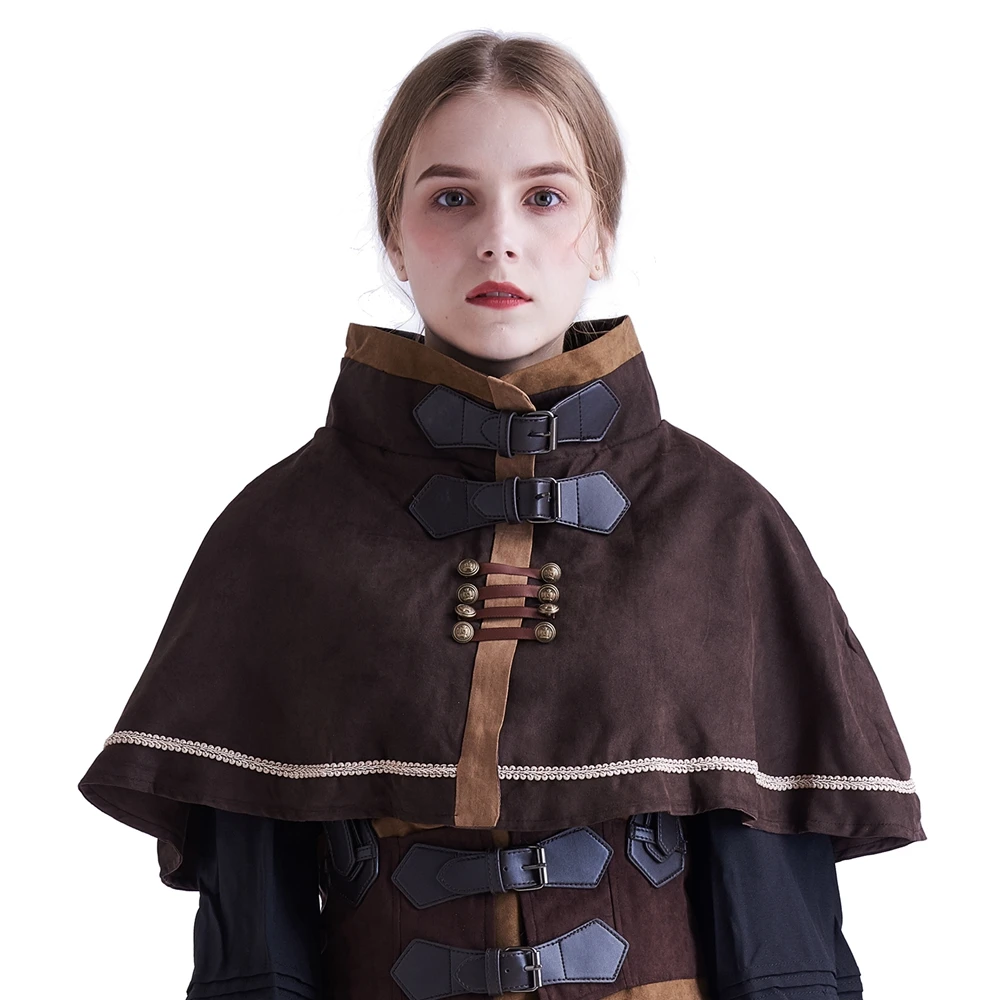 

Girls Mini Cape Lolita Short Brown/Blue Vintage Style Victorian Steampunk Cloak Capelet