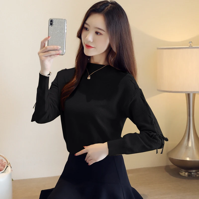 New Elegant Fashion Women Autumn Winter Sleeve Ribbon Bow Sweater Knitwear Thicken Top Base Shirt
New Elegant Fashion Women Autumn Winter Sleeve Ribbon Bow Sweater Knitwear Thicken Top Base Shirt