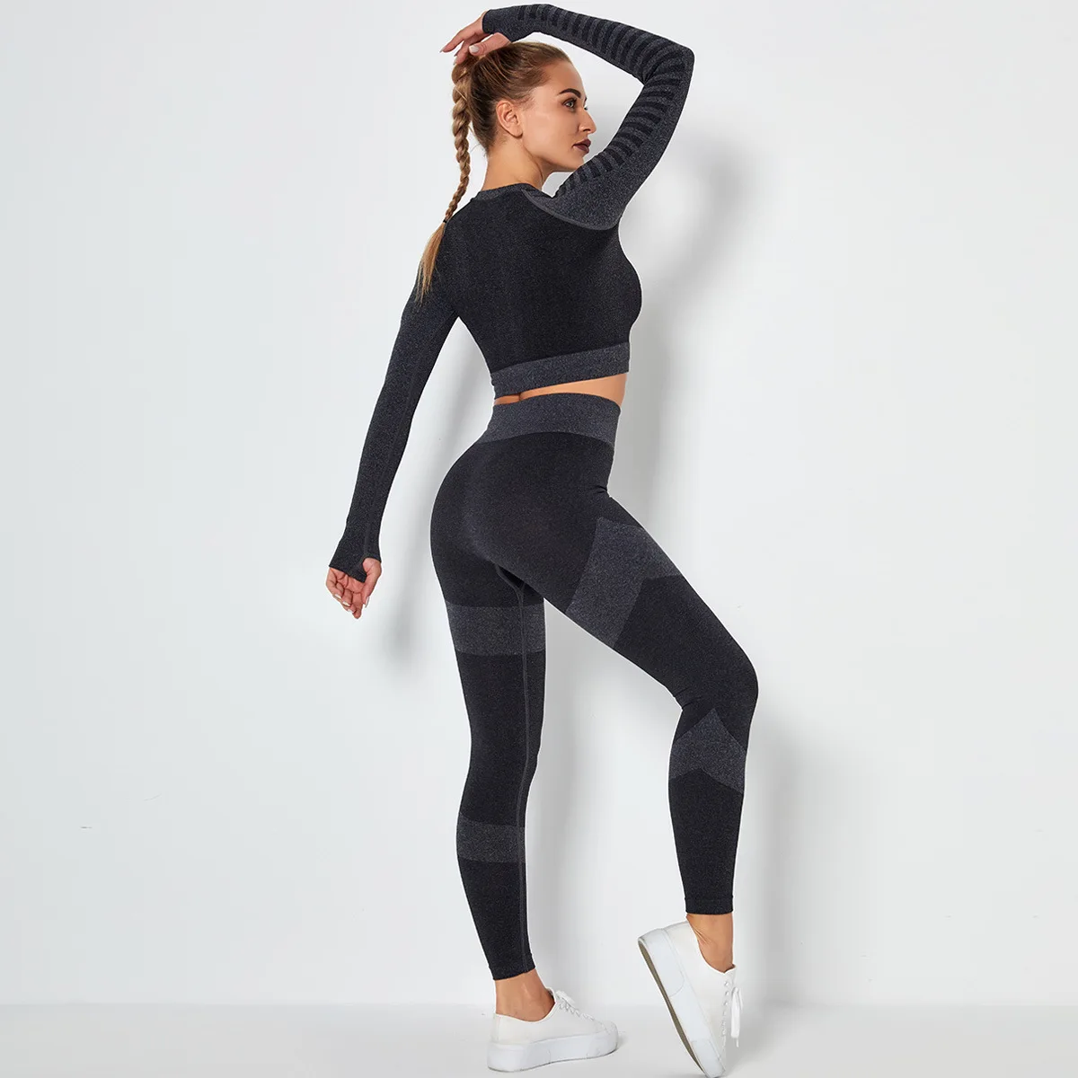 Yoga Gym Set Women Sportswear Long Sleeve Seamless Top Moisture Wicking High Elastic Yoga Sports Striped Running Fitness Workout
Yoga Gym Set Women Sportswear Long Sleeve Seamless Top Moisture Wicking High Elastic Yoga Sports Striped Running Fitness Workout
